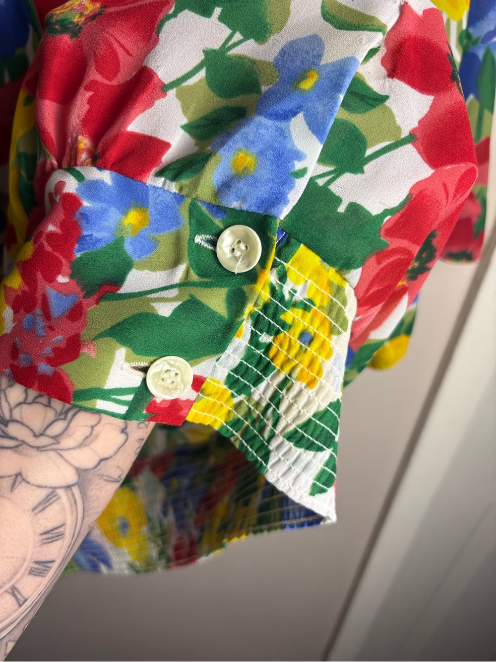 Vintage Multicolour Floral Button-Up Blouse Size 14 - Picture 5 of 7